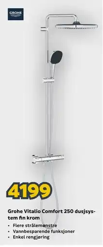 Megaflis Grohe Vitalio Comfort 250 dusjsystem fin krom tilbud