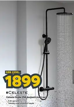 Megaflis Celeste Stoke 250 dusjsett matt sort tilbud