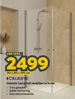 Megaflis Celeste Lucca rett dusjhjørne krom tilbud