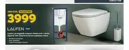 Megaflis Laufen Lua veggskål compact rimless hvit + Grohe Rapid SL 3in1 sisterne m/krom trykkplate 113cm tilbud