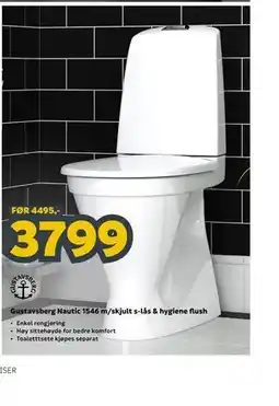 Megaflis Gustavsberg Nautic 1546 m/skjult s-lås & hygiene flush tilbud
