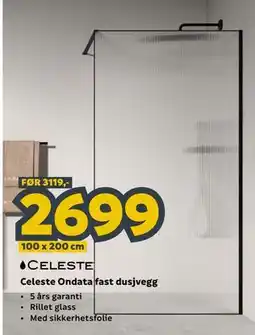 Megaflis Celeste Ondata fast dusjvegg tilbud