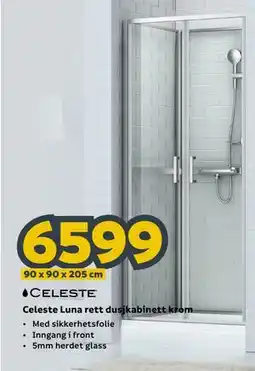 Megaflis Celeste Luna rett dusjkabinett krom tilbud