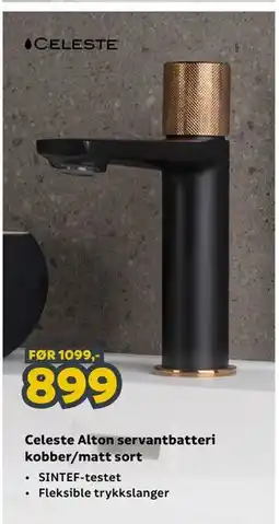 Megaflis Celeste Alton servantbatteri kobber/matt sort tilbud