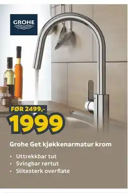 Megaflis Grohe Get kjøkkenarmatur krom tilbud