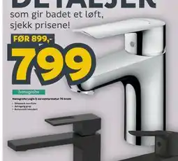 Megaflis Hansgrohe Logis E servantarmatur 70 krom tilbud