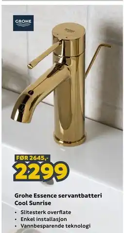 Megaflis Grohe Essence servantbatteri Cool Sunrise tilbud