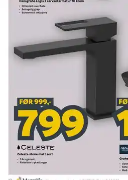 Megaflis Celeste stone matt sort tilbud