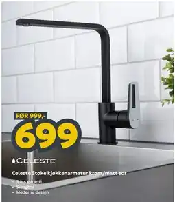 Megaflis Celeste Stoke kjøkkenarmatur krom/matt sort tilbud