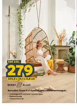 Megaflis Berryalloc Ocean 8 xl Gyant xl sand natural laminatgulv tilbud
