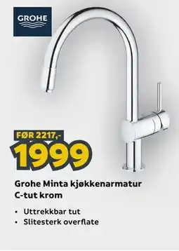 Megaflis Grohe Minta kjøkkenarmatur C-tut krom tilbud