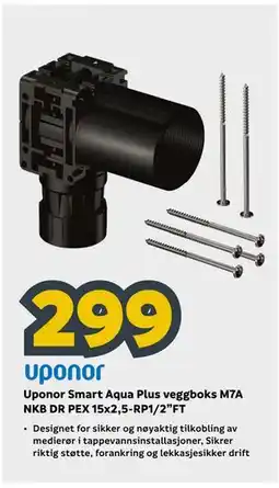 Megaflis Uponor Smart Aqua Plus veggboks M7A NKB DR PEX 15x2,5-RP1/2”FT tilbud