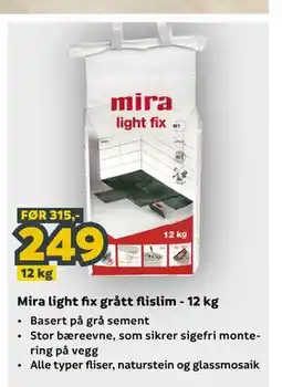 Megaflis Mira light fix grått flislim - 12 kg tilbud
