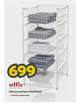 Megaflis Elfa kurvsett Basic 104/45 hvit tilbud