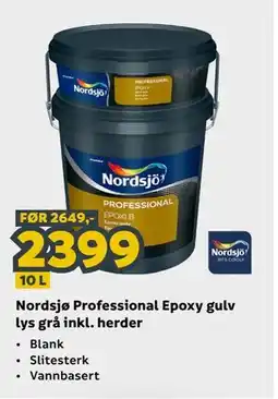 Megaflis Nordsjø Professional Epoxy gulv lys grå inkl. herder tilbud