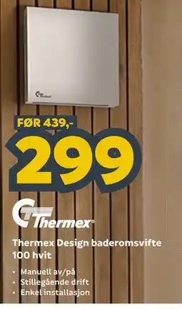 Megaflis Thermex Design baderomsvifte 100 hvit tilbud