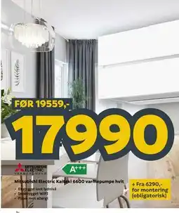 Megaflis Mitsubishi Electric Kaiteki 6600 varmepumpe hvit tilbud