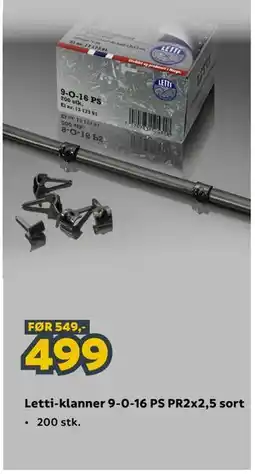 Megaflis Letti-klanner 9-0-16 PS PR2x2,5 sort tilbud