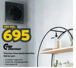 Megaflis Thermex Flow baderomsvifte 100 ht sort tilbud