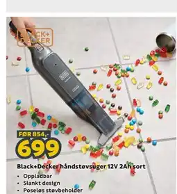 Megaflis Black+Decker håndstøvsuger 12V 2Ah sort tilbud