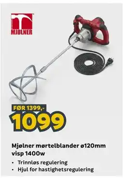 Megaflis Mjølner mørtelblander ø120mm visp 1400w tilbud