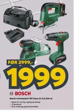 Megaflis Bosch verktøysett 18V Easy A3 2x2,5ah al tilbud