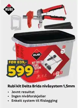 Megaflis Rubi kit Delta Brida nivåsystem 1,5mm tilbud