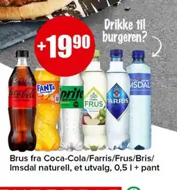 Spar Brus fra Coca-Cola/Farris/Frus/Bris/Imsdal naturell tilbud