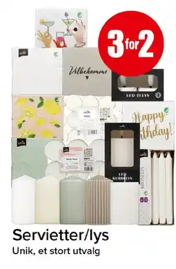 Spar Unik servietter/lys tilbud