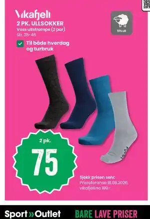 Sport Outlet 2 PK. ULLSOKKER tilbud