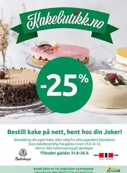 Joker Bestill kake på nett, hent hos din Joker! tilbud