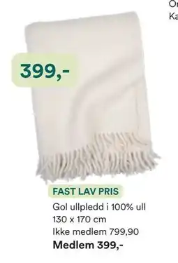 Kid Interiør Gol ullpledd i 100% ull tilbud