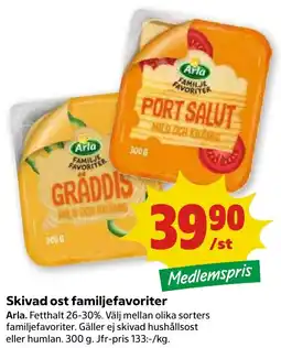 Stora Coop Arla skivad ost familjefavoriter tilbud