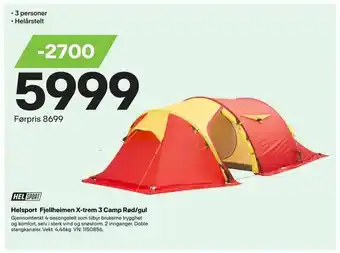 XXL Sport Helsport Fjellheimen X-trem 3 Camp Rød/gul tilbud
