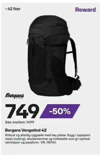 XXL Sport Bergans Vengetind 42 tilbud