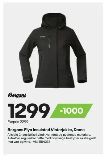XXL Sport Bergans Flya Insulated Vinterjakke, Dame tilbud