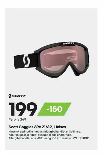 XXL Sport Scott Goggles 89x 21/22, Unisex tilbud