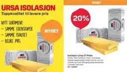 Byggmax Isolasjon Ursa 37 Plate tilbud