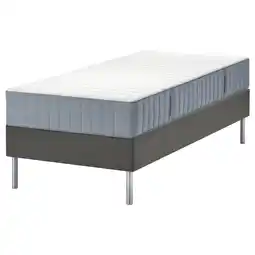 IKEA LyngÖr Kontinentalseng, Valevåg medium/lys blå mørk grå, 90x200 cm tilbud