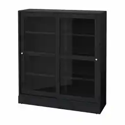 IKEA Havsta Vitrineskap med sokkel, svart/klart glass, 121x37x134 cm tilbud
