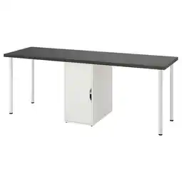 IKEA Lagkapten / alex Skrivebord, brunsvart/hvit, 200x60 cm tilbud