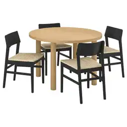 IKEA Stockholm 2025 / skansnÄs Bord og 4 stoler, eikefiner/svart bøk, 115 cm tilbud