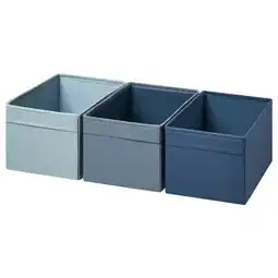 IKEA DrÖna Kasse, sett 3 stk., blå, 18x25x15 cm tilbud