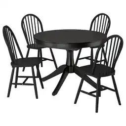 IKEA Rosentorp / skogsta Bord og 4 stoler, svart/svart, 110/155 cm tilbud