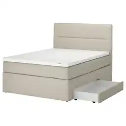 IKEA HemfjÄllet Seng med oppbevaring, Valevåg medium/norrsele Odensvi lys beige, 140x200 cm tilbud