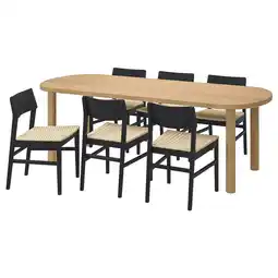 IKEA Stockholm 2025 / skansnÄs Bord og 6 stoler, eikefiner/svart bøk, 230x90 cm tilbud