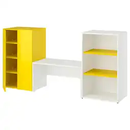 IKEA Lastare Oppbevaringskombinasjon, hvit gul/med benk, 210x42x101 cm tilbud