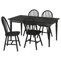 IKEA Rosentorp / skogsta Bord og 4 stoler, svart/svart, 155/215x87 cm tilbud