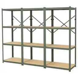 IKEA Bror Hylle, grågrønn/furukryssfiner, 254x55x190 cm tilbud