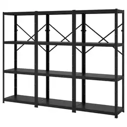 IKEA Bror Hylle, svart, 254x40x190 cm tilbud